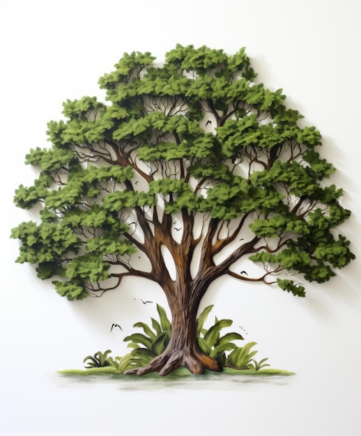 Photo tree on a white background illustration for the design of books