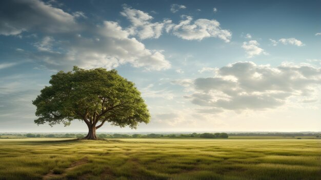 Photo a tree in the wide field natural light ultra realistic photography insanely detailed 32k