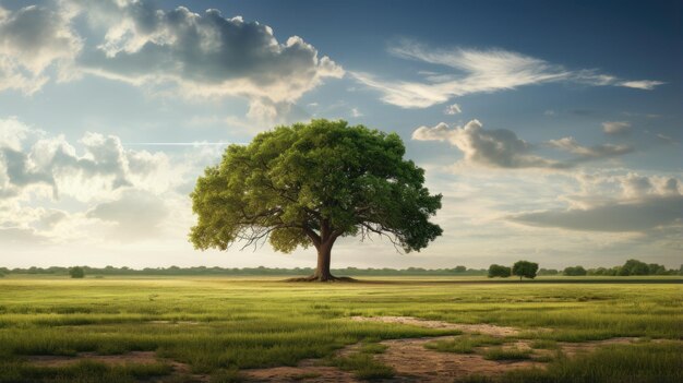 Photo a tree in the wide field natural light ultra realistic photography insanely detailed 32k