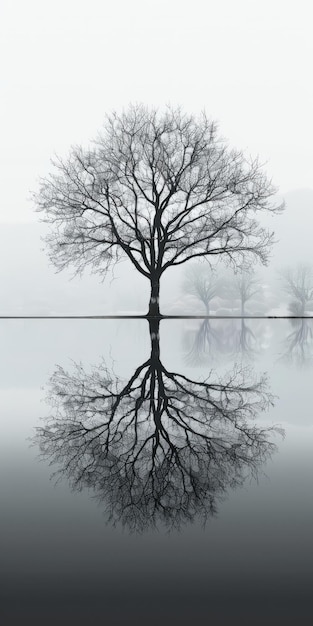 Photo a tree in winter with its branches reaching towards the sky