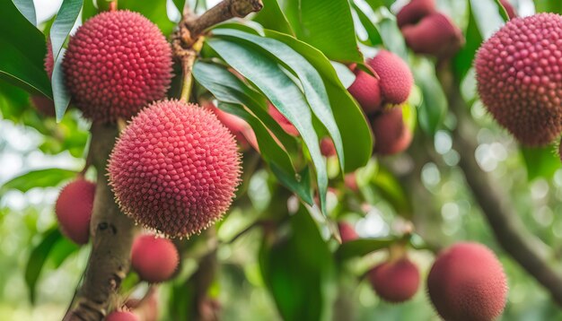 Photo a tree with a bunch of red fruit on it