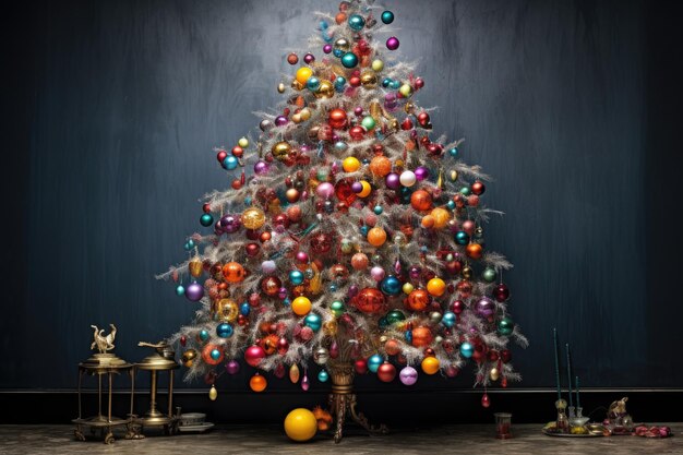 Tree with a colorful collection of baubles
