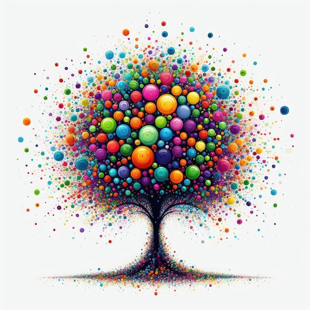 Photo a tree with colorful dots on it and the word quot the word quot on it