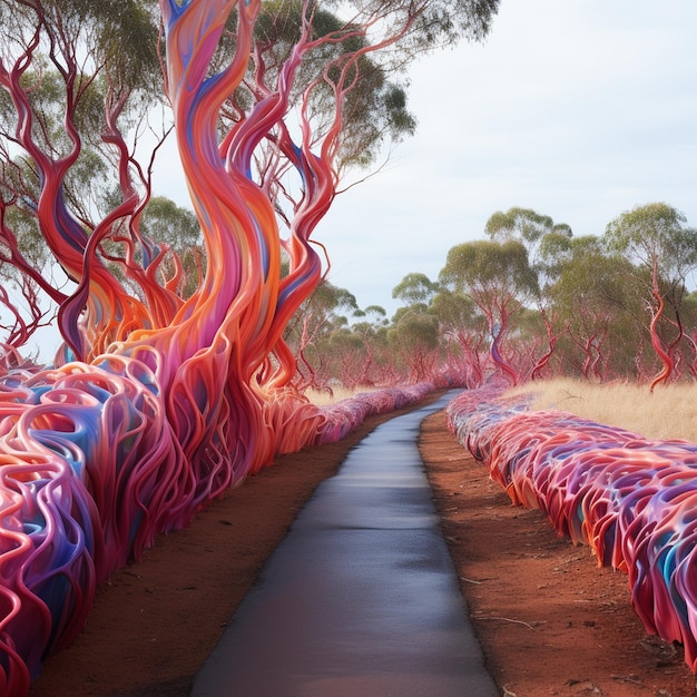 a tree with colorful lines that say " rainbow ".