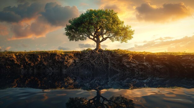a tree with deep roots representing how small decisions can have longlasting effects and shape our