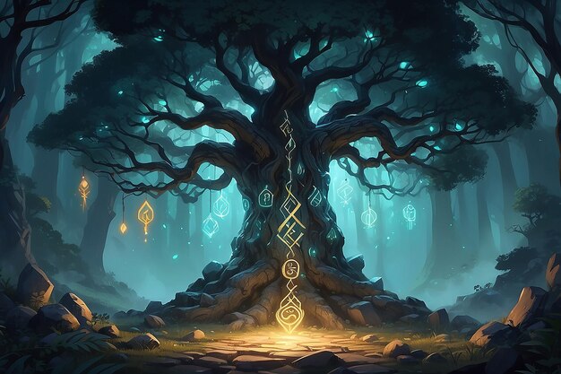Tree with glowing runes