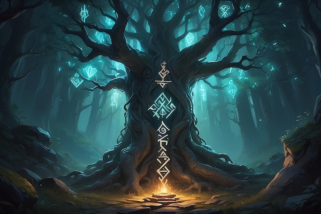 Tree with glowing runes