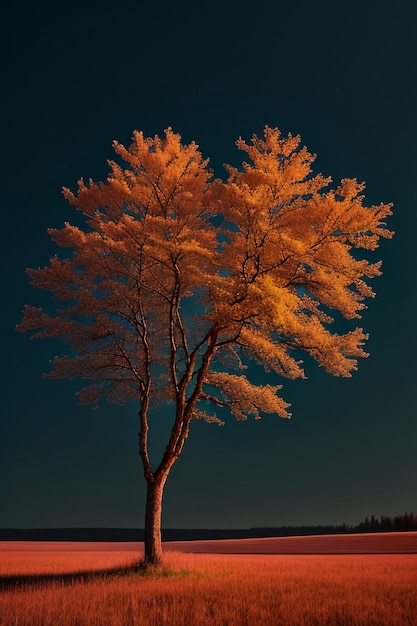 A tree with a golden leaf on it