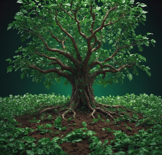 a tree with a green background and a tree with a green background