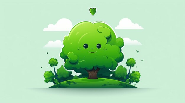 Foto un albero con un cuore verde su di esso