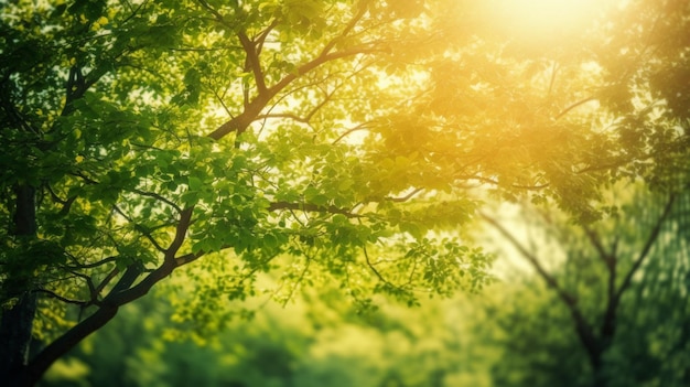 A tree with green leaves in the sunlight