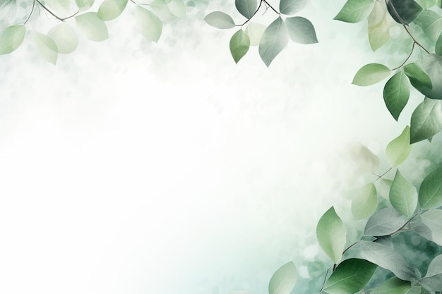 a tree with green leaves and a white background with a place for text