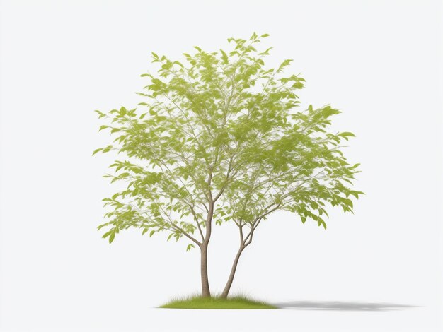 a tree with green leaves and a white background