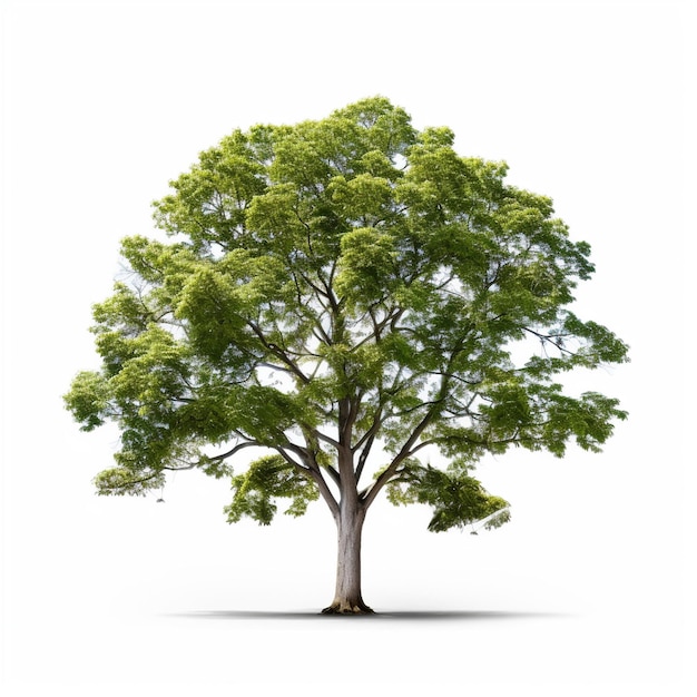 Photo tree with green leaves on a white background