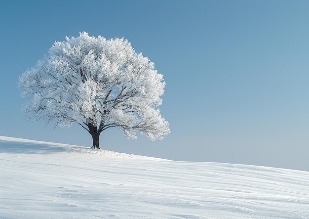 Photo a tree with ice on it is covered in snow