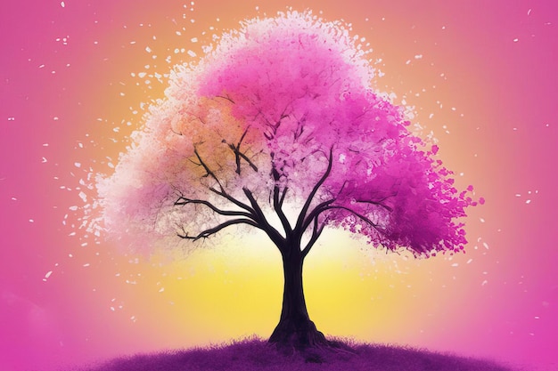 tree with leaves abstract colorful background 3 d render illustration