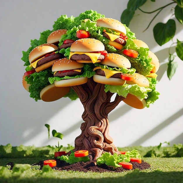 a tree with a lot of food on it