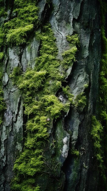 Photo a tree with moss on it and a bird in the background