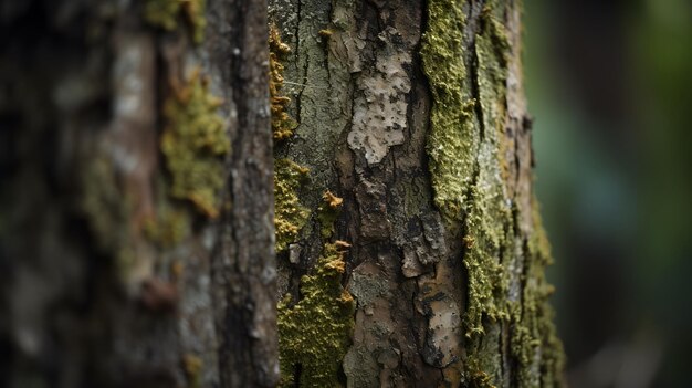 A tree with moss on it and a tree trunk