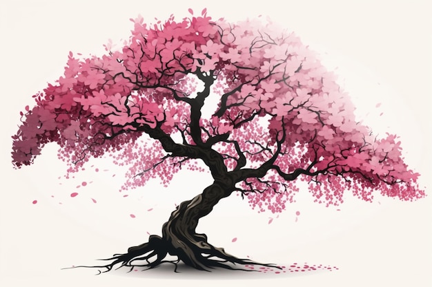 A tree with pink flowers on it