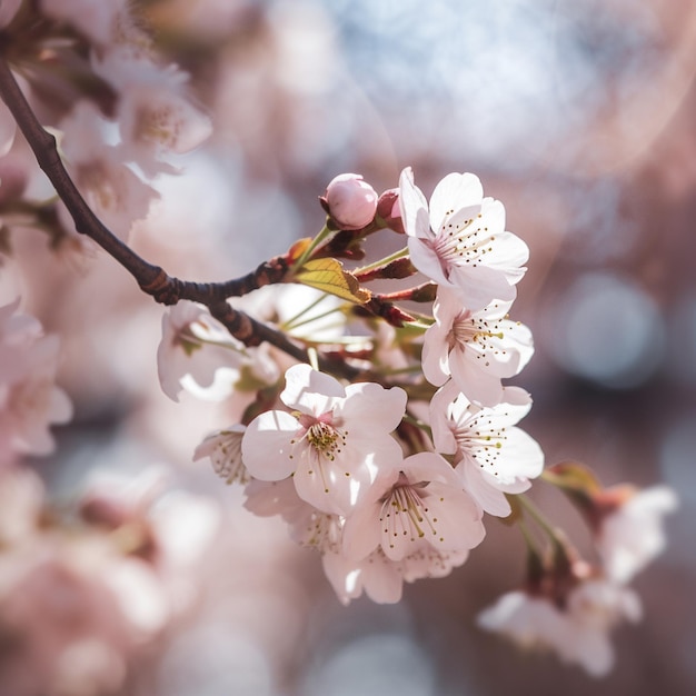 A tree with pink flowers that has the word cherry on it