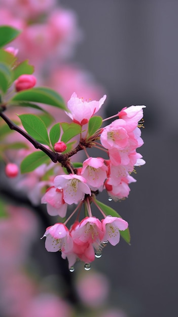 A tree with pink flowers that have the name sakura on it.