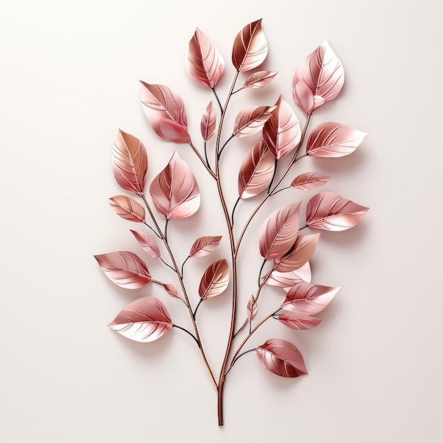 a tree with pink leaves and a white background.