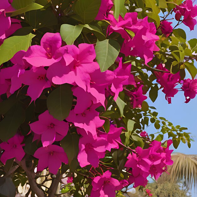 Photo a tree with purple flowers and green leaves