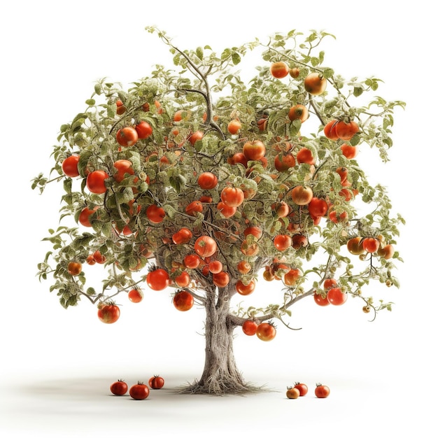 A tree with red apples on it and the word apple on the bottom.