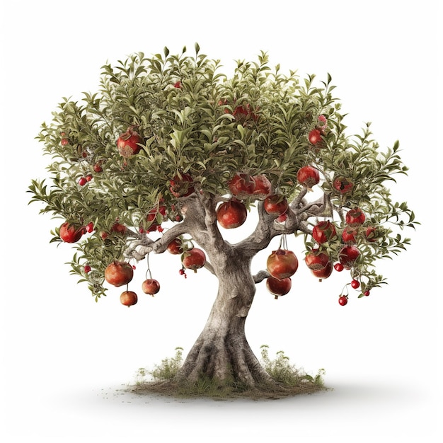 A tree with red apples on it and the word apple on it