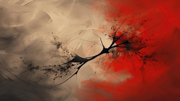 a tree with a red background and a tree branch