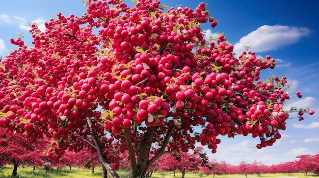 Photo a tree with red berries on it