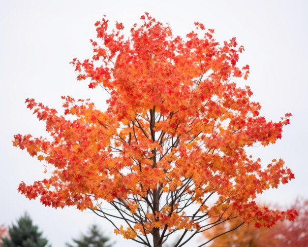 a tree with red and orange leaves in the fall