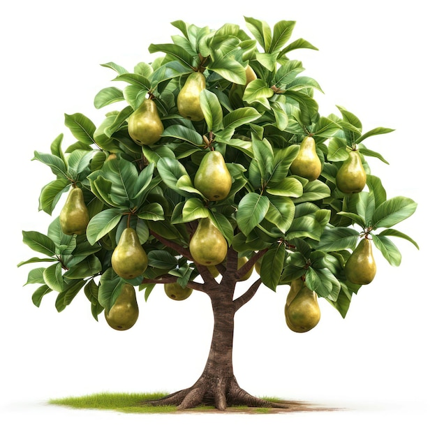 Photo tree with ripe pears on a white background