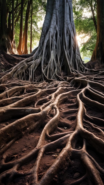 Photo a tree with roots that has the word  roots  on it