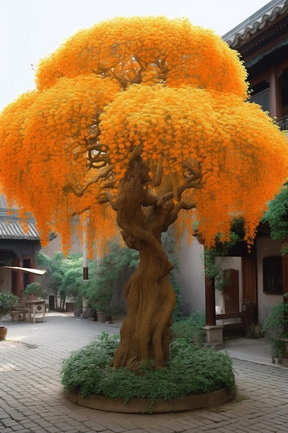 A tree with a thick trunk that has the word willow on it