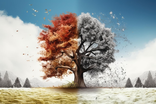 Tree with two seasons compared scene ar 32 Job ID e1082569f7ab4d8a9b3735f478c024d1