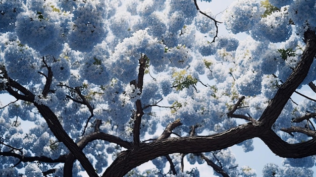 A tree with white flowers in the spring.
