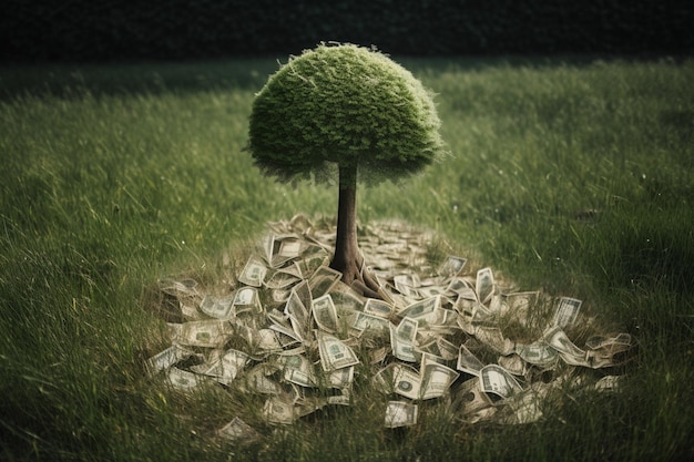 A tree with the word money on it