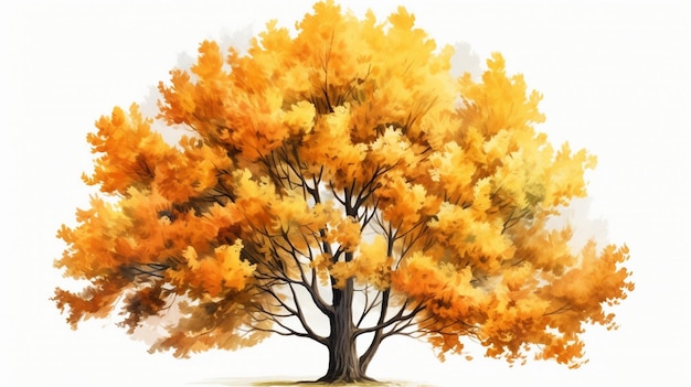 a tree with yellow leaves on it