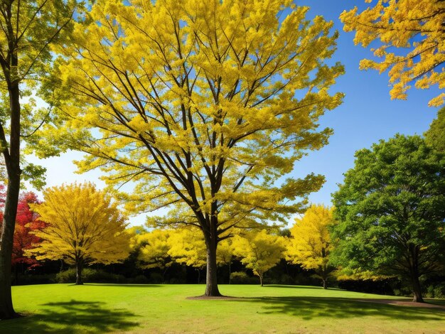 Photo a tree with yellow leaves landscape