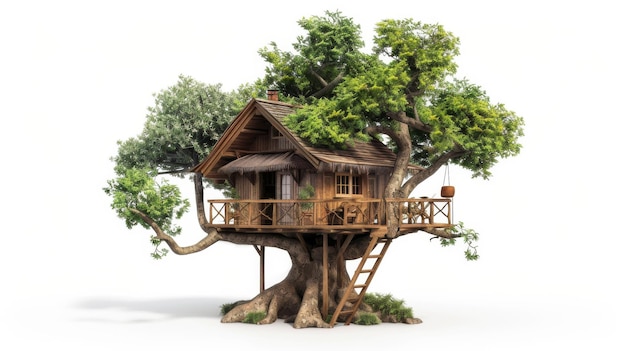 Treehouse Magic On White Background