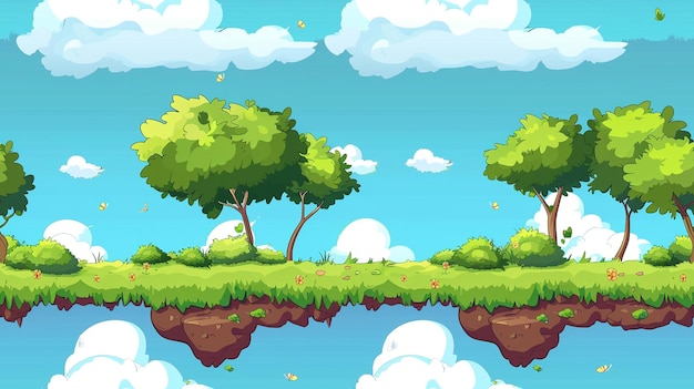 trees on a cliff with clouds and sky in the background