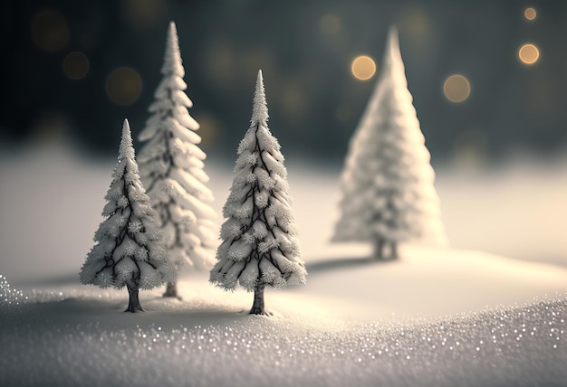 Trees covered in snow and frost Winter wonderland scene generative ai