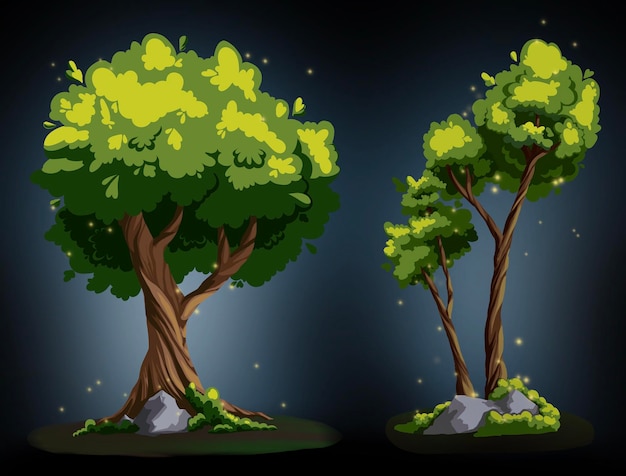 trees on a dark background