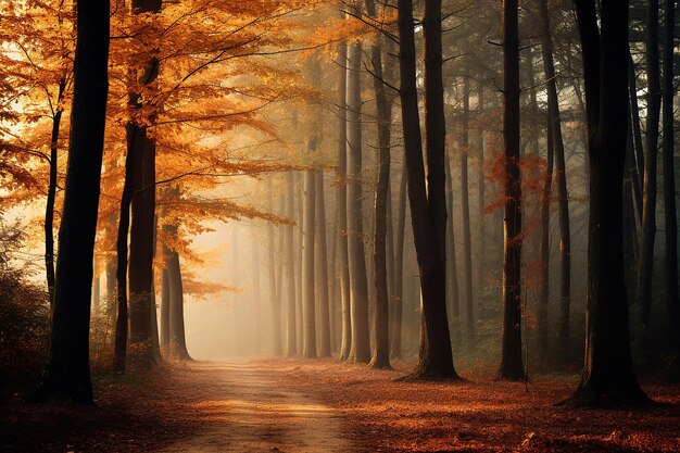 Foto gli alberi durante la fotografia in autunno