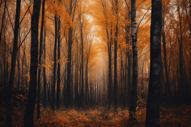 Foto gli alberi durante la fotografia in autunno