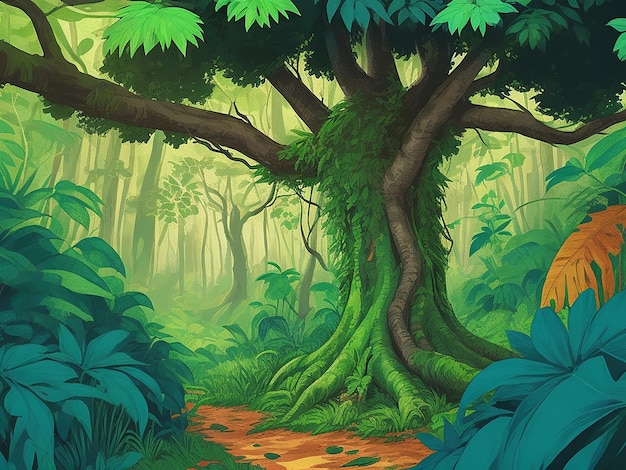 The Trees in the Forest Cartoon illustration