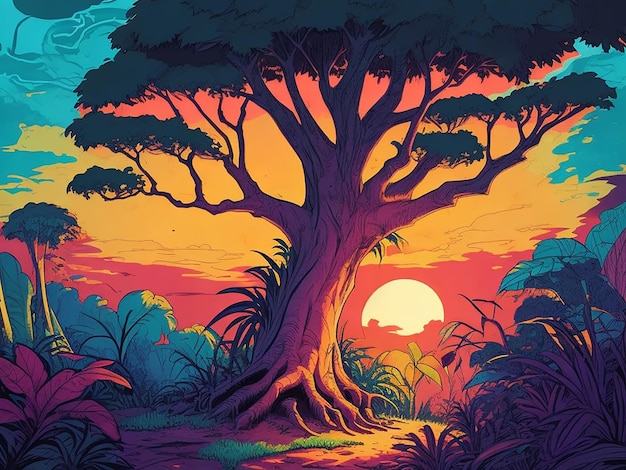 Иллюстрации шаржа "Деревья в лесу"