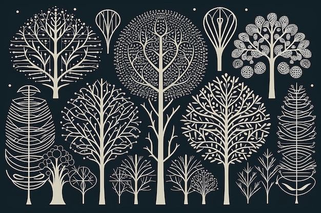 Photo trees in the forest vector art illustration